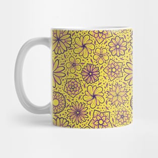 Hand Drawn Flowers Line Art Illustration Mug